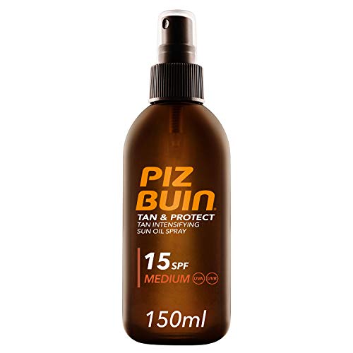 Piz Buin Tan & Protect - Aceite en Spray Acelerador del Bronceado SPF 15 Protección Media, 150 ml