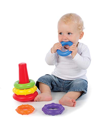 Playgro-40082 Pirámide Rock and Stack, Color Verde, Amarillo, Rojo, Lila, Naranja (40082)