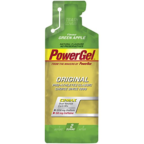 Powerbar Original Power, Gel de energía con sabor de Manzana verde y cafeína 41 g, paquete de 24