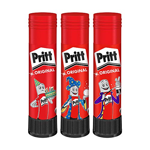 Pritt Barra Adhesiva, pegamento infantil seguro para niños para manualidades, cola universal de adhesión fuerte para estuche escolar y oficina, 3+1 x 11 g Pritt Stick