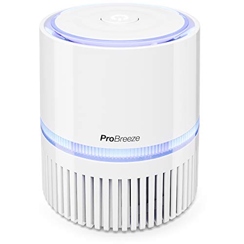 Pro Breeze Purificador de Aire Mini con Auténtico Filtro HEPA e Ionizador - Limpiador de Aire Personal de Escritorio con Luz Nocturna - Para Hogar, Trabajo, Oficinas | USB y Alimentación Principal