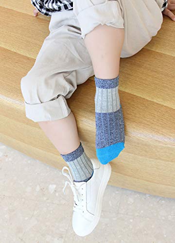 PUTUO Niños Calcetines De Algodón Cómodo Térmicos Calcetines, Calcetines para Bebés Niños para Primavera yOtoño y Invierno, 5-7 años, 5 pares