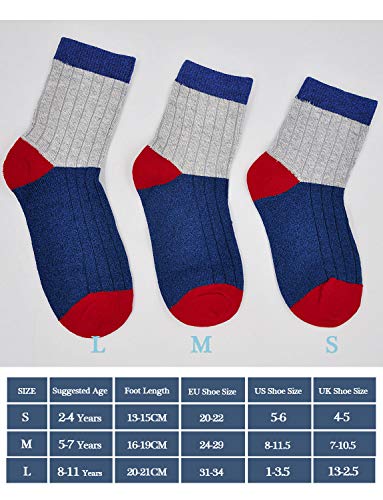 PUTUO Niños Calcetines De Algodón Cómodo Térmicos Calcetines, Calcetines para Bebés Niños para Primavera yOtoño y Invierno, 5-7 años, 5 pares