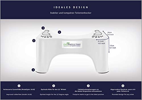Quality Contor Dr. Wellthy - ¡El Taburete del tocador! - Antideslizante Anti constipación Curar Squat hemorroides (1 x ¡El Taburete del tocador!)