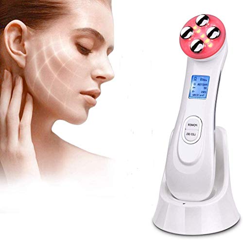 Radiofrecuencia Facial y corporal Aparato, Aparato Facial aparato Radiofrecuencia, 5 Modos de Terapia de luz LED, Antiarrugas, Anti-envejecimiento, Limpieza Profunda, Cuidado Facial