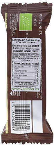 Raw Bite Barrita Ecológica de Cacao - Paquete de 12 x 50 gr - Total: 600 gr