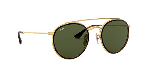 Ray-Ban 0RB3647N, Gafas de Sol Unisex Adulto, Marrón (Gold/Green Classic), 51