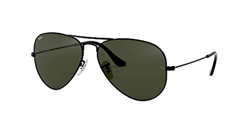 Ray-Ban Aviator Large Metal, Gafas de Sol Unisex Adulto, Negro (Black/Green), 58