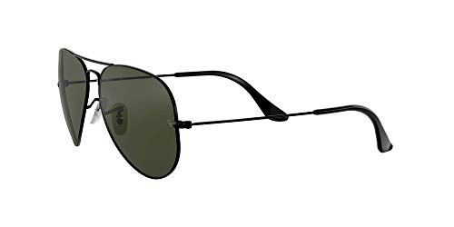 Ray-Ban Aviator Large Metal, Gafas de Sol Unisex Adulto, Negro (Black/Green), 58