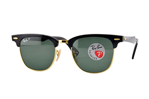 Ray-Ban Clubmaster Aluminum, Gafas de Sol Unisex-Adulto, Black/Arista, 51mm