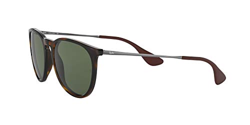 Ray Ban, Erika - Gafas de sol unisex, rama color marron y lente color verde oscuro, talla 54 mm