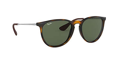 Ray Ban, Erika - Gafas de sol unisex, rama color marron y lente color verde oscuro, talla 54 mm