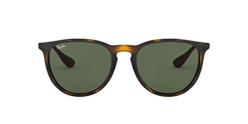 Ray Ban, Erika - Gafas de sol unisex, rama color marron y lente color verde oscuro, talla 54 mm