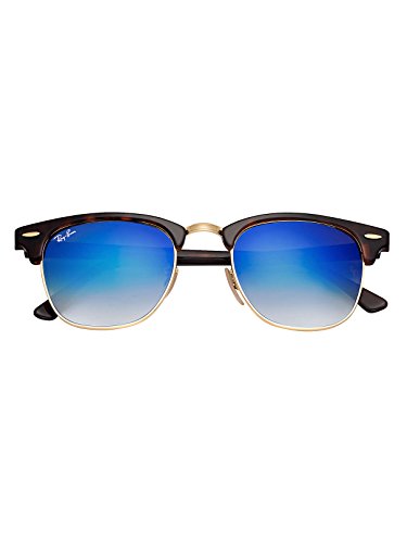 Ray-Ban Gafas de sol CLUBMASTER en la Habana rojo brillante azul destello degradado RB3016 990/7Q 51 51 Blue Gradient Flash Mirror