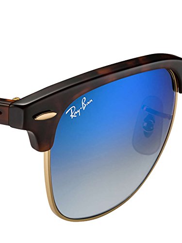 Ray-Ban Gafas de sol CLUBMASTER en la Habana rojo brillante azul destello degradado RB3016 990/7Q 51 51 Blue Gradient Flash Mirror