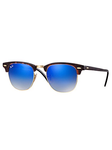 Ray-Ban Gafas de sol CLUBMASTER en la Habana rojo brillante azul destello degradado RB3016 990/7Q 51 51 Blue Gradient Flash Mirror