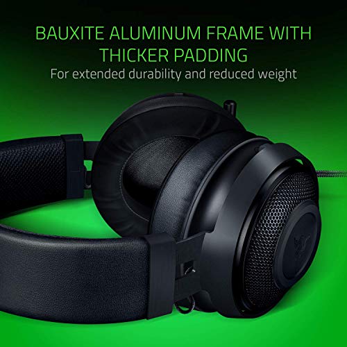 Razer Kraken Auriculares Gaming con cable para juegos multiplataforma para PC, PS4, Xbox One & Switch, Diafragma 50 mm, Cable de 3.5mm con controles de línea, Negro