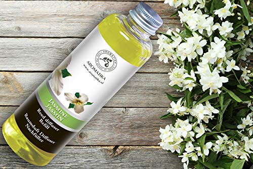 Recambio de difusor Jazmín 200ml - Aceite Esencial Puro & Natural Jazmín - Aroma de Intensas y Duraderas - 0% Alcohol - para Aromatizar el Aire en Cuartos - Baños - Hogares - Difusor Perfume