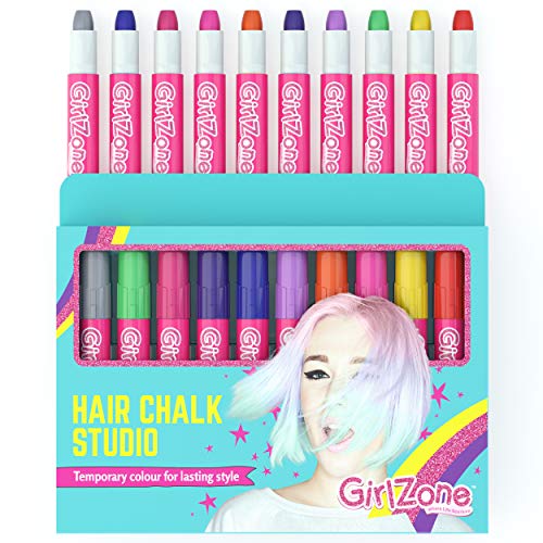 Regalos para Niñas | Tizas para el pelo | 10 Tizas de Color | Lavables | Fácil usar: 10 Colores Metálicos | Hair Chalk for Girls 3 4 5 6 7 8 9 10 11 12 Años