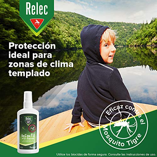 Relec Infantil Spray Antimosquitos | Fórmula especial para niños | A partir de 1 año | Eficaz contra el mosquito tigre | Dermatológicamente testada, sin alcohol ni colorantes | 100 ml