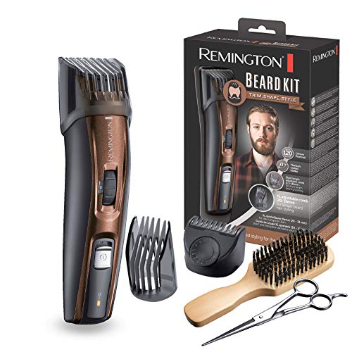 Remington MB4045 - Kit Recortador de Barba, 5 Accesorios y Barbero, Inalámbrico, Litio, Lavable, Negro y Marrón