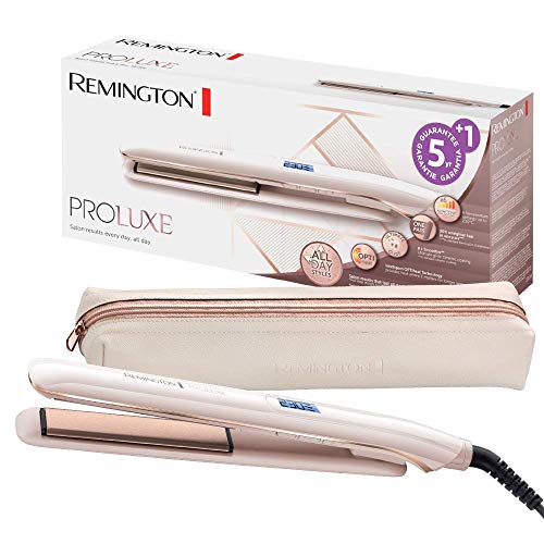 Remington S9100 ProLuxe - Plancha de Pelo, Cerámica, Digital, 9 ajustes, Rosa Metalizado