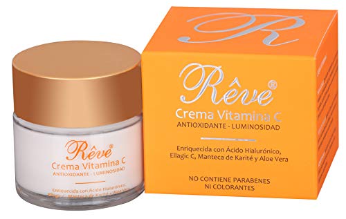 REVE Crema Facial Hialurónico y Vitamina C - Antioxidante, Luminosidad, Nutrición, Hidratación - Hombre y Mujer, Día y Noche - Cosmética natural sin parabenes - 55 ml