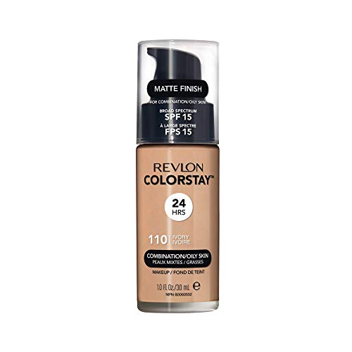 Revlon Colorstay 24H, Base de maquillaje para rostro, para cutis mixto/graso, con dosificador, color Beige (110 Ivory), 30ml