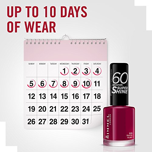 Rimmel London 60 Seconds Super Shine Esmalte de Uñas, 320 - Rapid Ruby