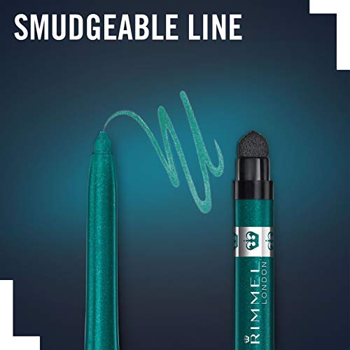 Rimmel London Exaggerate Automatic Eyeliner Waterproof - Delineador de Ojos Retráctil, Tono 250- Verde (Emerald Sparkle), 0.28 gr