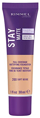 Rimmel London Stay Matte Base de Maquillaje Tono 200 Soft Beige - 30 ml