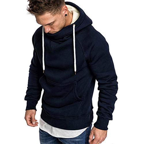 riou Sudadera Hombres Suelto Hoodie Deportes Casual Manga Larga Sudadera con Capucha Top Blusa Otoño Invierno Chándales Western Yoga Corbata Pullover