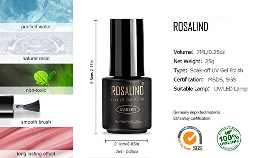 ROSALIND Esmalte Semipermanentes UV LED 12pcs Kit Uñas de Pintauñas Gel Soak off Summer Color Sólido de Larga Duración Esmalte de Uñas 7ml