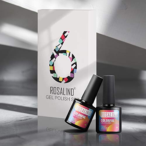 ROSALIND Esmaltes Semipermanentes de Uñas en Gel UV LED, 6 Colores Kit de Esmaltes de Uñas, Esmaltes en Gel Soak Off 10ml