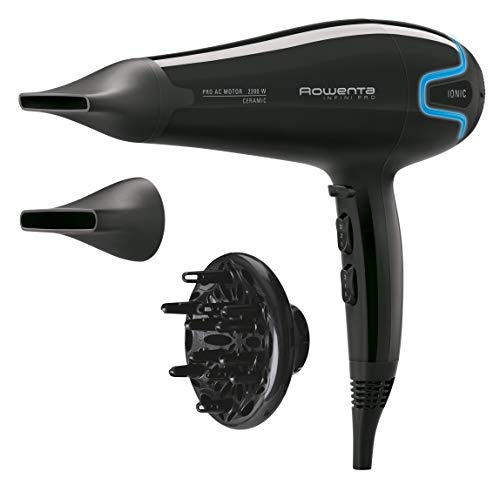 Rowenta Infinity Pro Beauty CV8730E0 - Secador profesional motor AC 2200W, Iónico , 2 boquillas concentradoras 6 y 8 mm, difusor, 2 velocidades y 3 temperaturas, botón aire frío