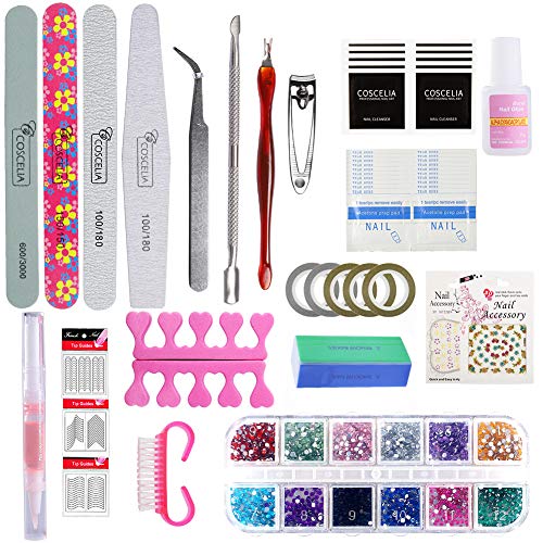 Saint-Acior 36W UV/LED Lámpara Secador de Uñas 12PCS Esmalte Semipermanente Kit Uñas de Gel Primer Uñas Top Coat DIY Uña Arte Kit para Manicura Pedicura