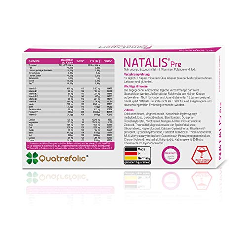 SanaExpert Natalis Pre, Suplemento Vitamínico para la Concepción y Mujeres en Embarazo con Ácido Fólico, Vitamina D, Hierro, Vitaminas para la Fecundación- 30 Cápsulas (1)