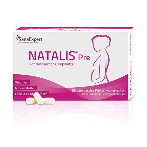 SanaExpert Natalis Pre, Suplemento Vitamínico para la Concepción y Mujeres en Embarazo con Ácido Fólico, Vitamina D, Hierro, Vitaminas para la Fecundación- 30 Cápsulas (1)