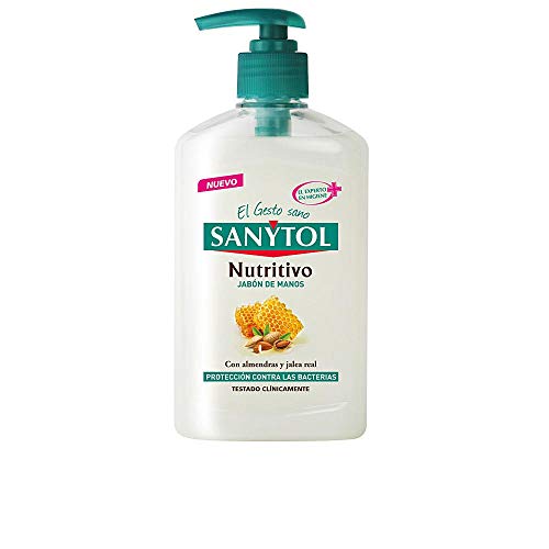 Sanytol - Jabón de Manos Nutritivo Antibacteriano, con Almendras y Miel - Dosificador de 250 ml