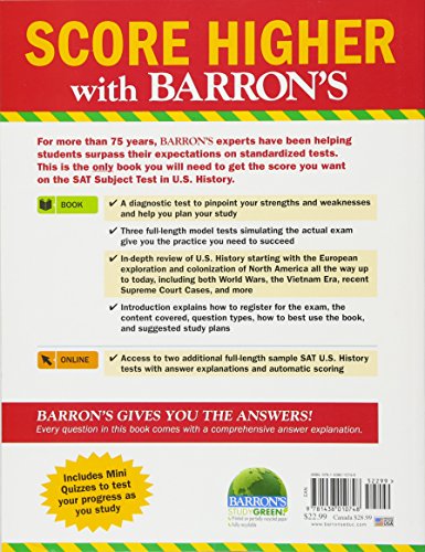 SAT Subject Test U.S. History with Online Tests: with Bonus Online Tests (Barron's Sat Subject Test U.S. History)