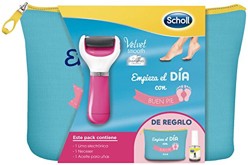 Scholl Velvet Diamond Crystals - Lima electronica con aceite y neceser, color rosa