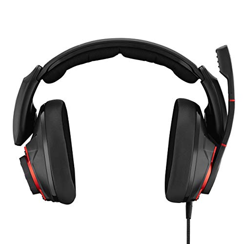 Sennheiser GSP 600 - Auriculares Cerrados para Juegos Profesionales, Color Negro y Rojo