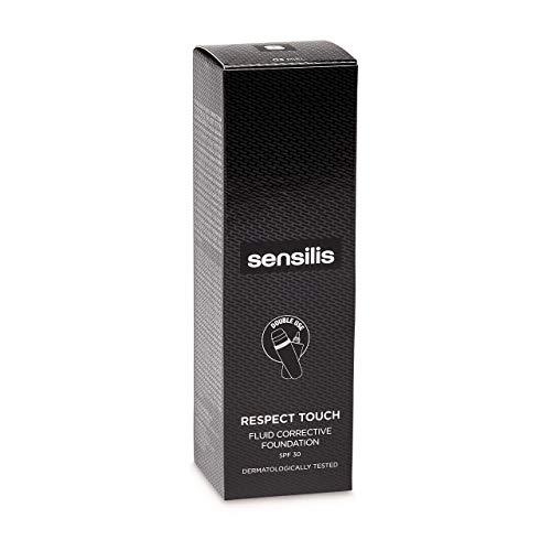 Sensilis Respect Touch - Base de maquillaje anti imperfecciones para piel grasa o sensible - SPF 30 - Tono 03 Miel