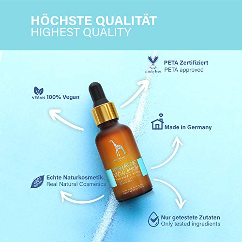 Serum de Ácido Hialurónico con ACIDO HIALURONICO PURO, BIO-Aloe Vera y Té Verde - COSMÉTICA NATURAL VEGANA - 30ml Hecho en Austria - Cuidado Intensivo Antiarrugas e Hidratante