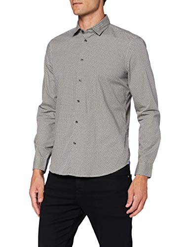 Sisley Shirt Camisa, Camiseta Estampada en Blanco y Negro, S para Hombre