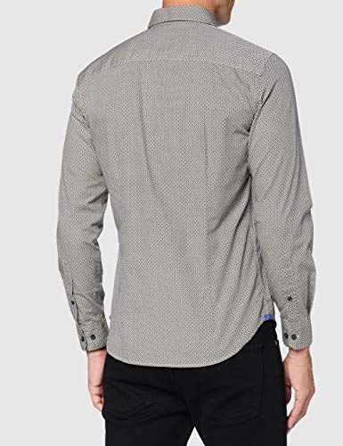 Sisley Shirt Camisa, Camiseta Estampada en Blanco y Negro, S para Hombre