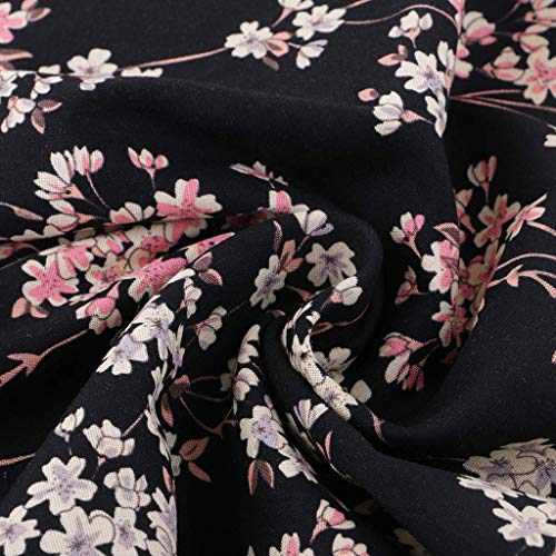 Sitrda - Tela de algodón con Estampado de Flores de Ciruelo, diseño de Kimono japonés, Color Negro, 50 x 140 cm