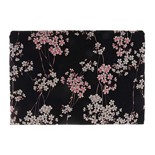 Sitrda - Tela de algodón con Estampado de Flores de Ciruelo, diseño de Kimono japonés, Color Negro, 50 x 140 cm