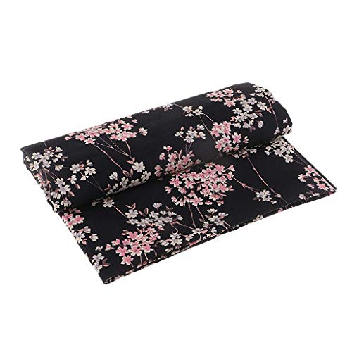 Sitrda - Tela de algodón con Estampado de Flores de Ciruelo, diseño de Kimono japonés, Color Negro, 50 x 140 cm