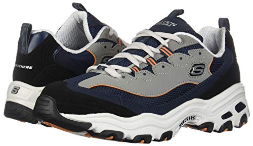 Skechers Men's D'Lites Trainers, Blue (Navy Trubuck/Mesh/Orange Trim Nvor), 6.5 (40 EU)